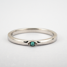 Minimalist Turquoise and White Gold Stacking Gift Ring for Her Unique Ring - $250.00+