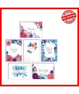 Charming Thank You Note Cards - Assorted Floral Designs, 48 Count with E... - $31.66 CAD