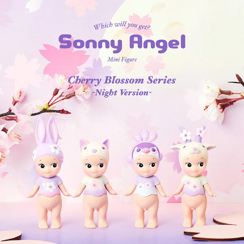 Sonny Angel Blind Box Night Cherry Series Mini Doll Purple Rabbit Cat Goat - £209.72 GBP+