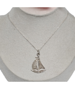 925 Sterling Silver - Open Work Sailboat Pendant Chain Necklace - $29.95