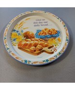 Vintage Tin Tray Give Us This Day Our Daily Bread 13&quot; Diameter Hong Kong... - $20.84 CAD