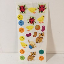 Lot of  Vintage Sandylion Stickers Fuzzy Chicks Jellybeans Cats Ladybugs Faces - $18.69