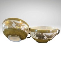 VTG Japanese Eggshell Porcelain Teacups Birds Grapes Hand Painted Gilded 1940s - £19.55 GBP