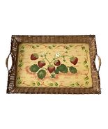Vintage Wicker Serving Tray Strawberry Cottagecore Kitchen Decor - $31.50