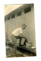 World War 1 Photograph Soldier Washes Clothes in Bucket - £11.63 GBP