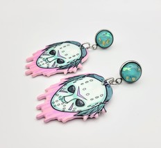 Spooky Jason Pink & Blue Women's Halloween Fashion Dangle Earring - £15.86 GBP