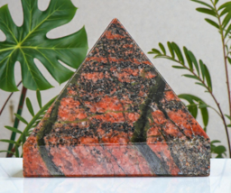 Red UNAKITE Crystal Healing Metaphysical Stone Decor Gift Egyptian Pyram... - $54.90
