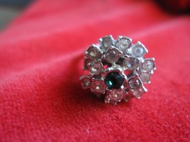 Vintage Tiered Rhinestone Silver Toned Dinner Cocktail Ring Size - 7 - £8.65 GBP