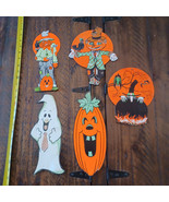 Halloween Paper Party Decor lot of 5 Ghost, Pumpkin, Scarecrow, Witch Vi... - $39.63 CAD