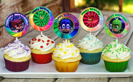 12 PJ Masks Inspired Party Picks, Cupcake Picks, Cupcake Toppers Set #2 - £8.63 GBP