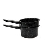 Vintage Enamel Granite Ware Double Boiler Saucepan Black No Lid 5 cups 5... - $19.77