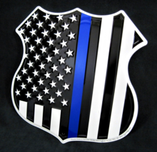 THIN BLUE LINE Shield - *US MADE* Embossed Sign - Man Cave Garage Bar Wa... - £15.14 GBP