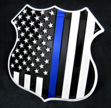 Thin Blue Line Shield - *Us Made* Embossed Sign - Man Cave Garage Bar Wall Decor - £15.14 GBP