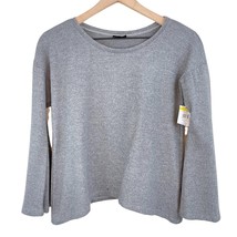 Go Couture Nordstrom heather grey long bell sleeve plush crewneck top small - £15.94 GBP