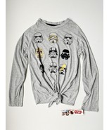 Disney x Star Wars Girl&#39;s Front Tie Darth Vader Print Top Grey  - $1,320.40 MXN