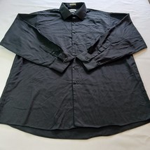 Van Heusen Lux Sateen Men&#39;s Cotton Blend Black Dress Shirt Long Sleeve S... - $15.91