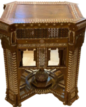 Handmade, Antique, Wood End Table, Side Table, Walnut Wood, Pharaonic Wo... - £6,268.18 GBP