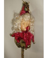 MARK ROBERT CHRISTMAS FAIRY ELF W Burgundy Hat with Bells Ornament  15&#39; ... - £22.11 GBP