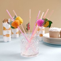 50 Assorted Mini Tropical Fruit Plastic Drinking Straws Party Events Decorations - £7.86 GBP