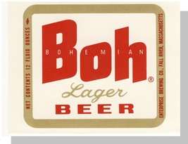 Boh Beer Label,Bohemian/Lager,Fall River, Mass/MA Near Mint! - £1.99 GBP