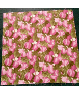 Fabric Hoffman 9-1/2&quot; Sq 2-Tone Plum Hibiscus Asparagus Leaves on Ivory ... - $41.34 MXN