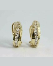 1.75Ct Künstlicher Diamant Tropfen Omega Rückseite Ohrringe 14k Gelb Vergoldet - £75.50 GBP