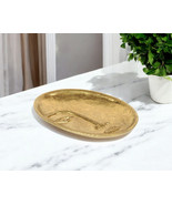 8&quot; Gold Cast Iron Mod Abstract Face Oval Trinket Tray - $84.80 CAD