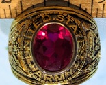 US Army Size 13 Gold Plated Ring with Ruby - £19.73 GBP