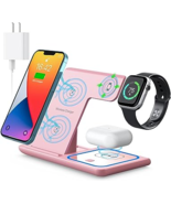 3 in 1 Foldable Wireless Charging Station | Gadgets Charging Station | Pink - £38.40 GBP