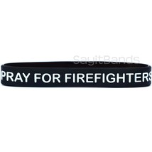 Three (3) Pray For Firefighters Wristband - Silicone Bracelet With Thin Red Line - £5.51 GBP