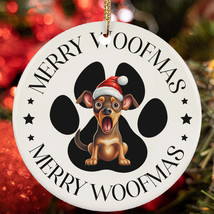 Merry Woofmas Miniature Pinscher Dog Paw Lover Christmas Ornament Gift Decor - $15.79