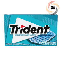 3x Packs Trident Wintergreen Flavor Sugar Free Chewing Gum | 14 Sticks P... - £8.49 GBP