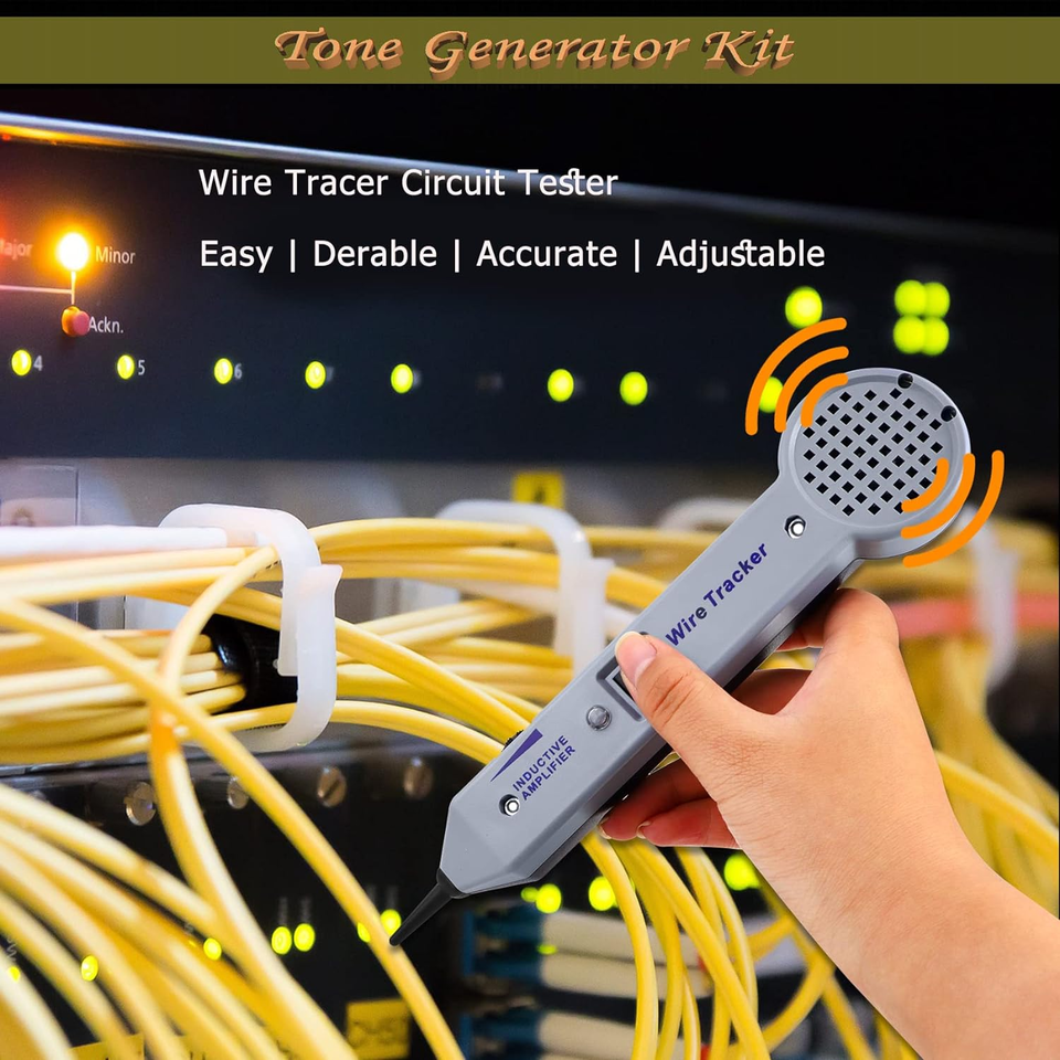 Tone Generator Kit, Wire Tracer Circuit Tester, 200EP High Accuracy Cable Toner Detector Finder Tester, Line Finder,Inductive Amplifier, Probe Kit