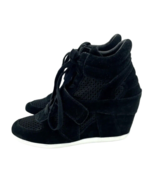 Ash Bowie Black Suede Leather Perforated Mesh Wedge Sneakers SZ 38 EU SH26 - £120.97 GBP