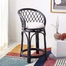 Safavieh Home Collection Tura Black/White Solid Wood Rattan 25-inch Coun... - £347.56 GBP