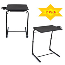 2-Pack Folding Laptop Table Adjustable Height Tray Table w/Built-in Cup Holder - £68.42 GBP