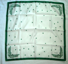 Green Clovers Ireland Scarf Texture 26.5&quot; x 26.5&quot; Polyester White Green  - $18.76