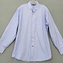 Tommy Hilfiger Shirt Men Size 16 L Blue Stripe Preppy Regular Long Sleev... - £7.90 GBP