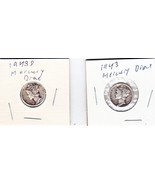 MERCURY DIME  1943 &amp; 1943-D, 90 % Silver - £8.69 GBP