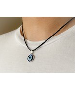 Evil Eye Necklace for Men, Men&#39;s Eye Necklace, Black Cord Eye Necklace - £9.71 GBP+