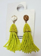 Walmart Brand Stud Earrings Lime Green Beaded Gold Tone Dangle Octopus S... - $8.80