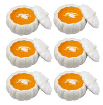 Ebros Ceramic Stoneware White Harvest Pumpkin Bowl With Lid 6&quot;Diameter X6 Pieces - £88.41 GBP