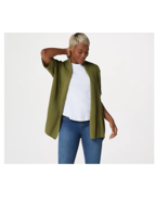 Isaac Mizrahi Live! Cable Stitch Shawl Collar Kimono Cardigan Green Oliv... - $305.44 MXN