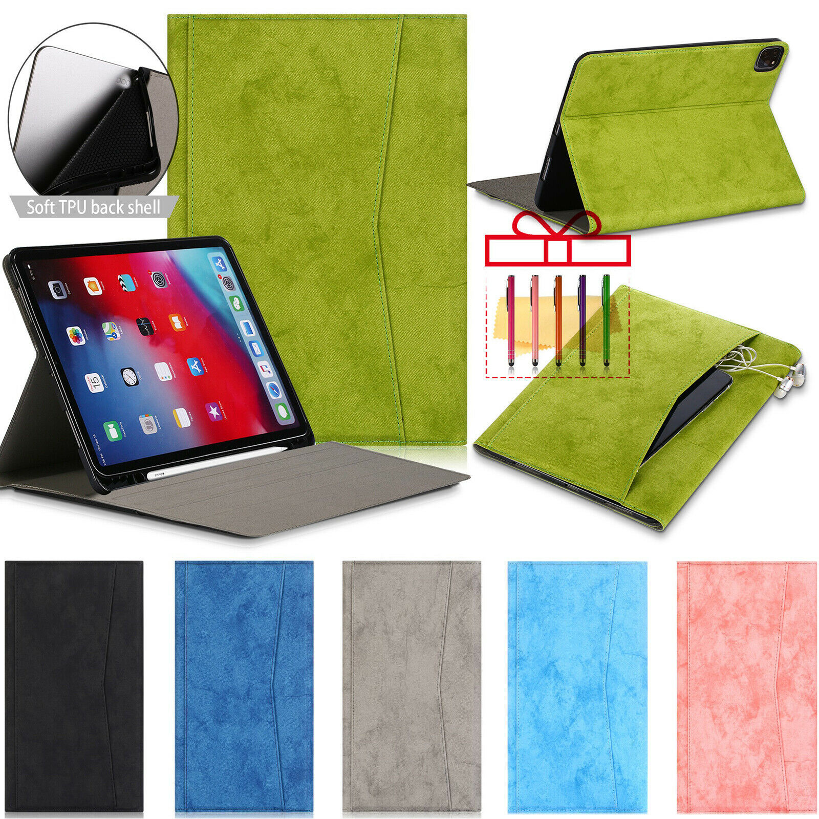 Smart Leather Stand Wallet Flip Case Fr iPad Pro11"2020/10.2"th2019/Air3/Pro10.5