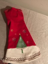 Red &amp; Cream with Embroidered Christmas Tree &amp; Snowflakes Size Small Pet Hooded  - £6.86 GBP