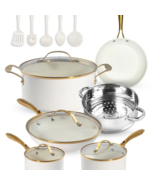 Gotham Steel Cream/Gold Handles 15 Piece Cookware Set - $247.38