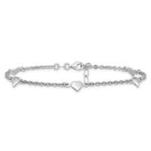 Sterling Silver Solid Hearts Anklet with 1&quot; Extension - £64.73 GBP