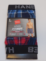 Hanes Ultimate Comfort FlexFit Boxers Underwear Mens Large Blue Red Plaid 3 Pack - £21.80 GBP