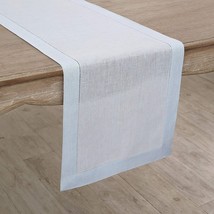 NEW Solino Home 100% Pure Linen Hemstitch Table Runner 14 x 72 Inch Handcrafted - £22.38 GBP