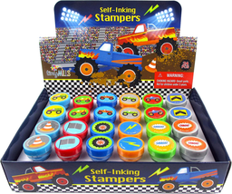 24Pcs Monster Truck Assorted Stamps Kids Self Ink Stamps Birthday Party Favors - £14.26 GBP